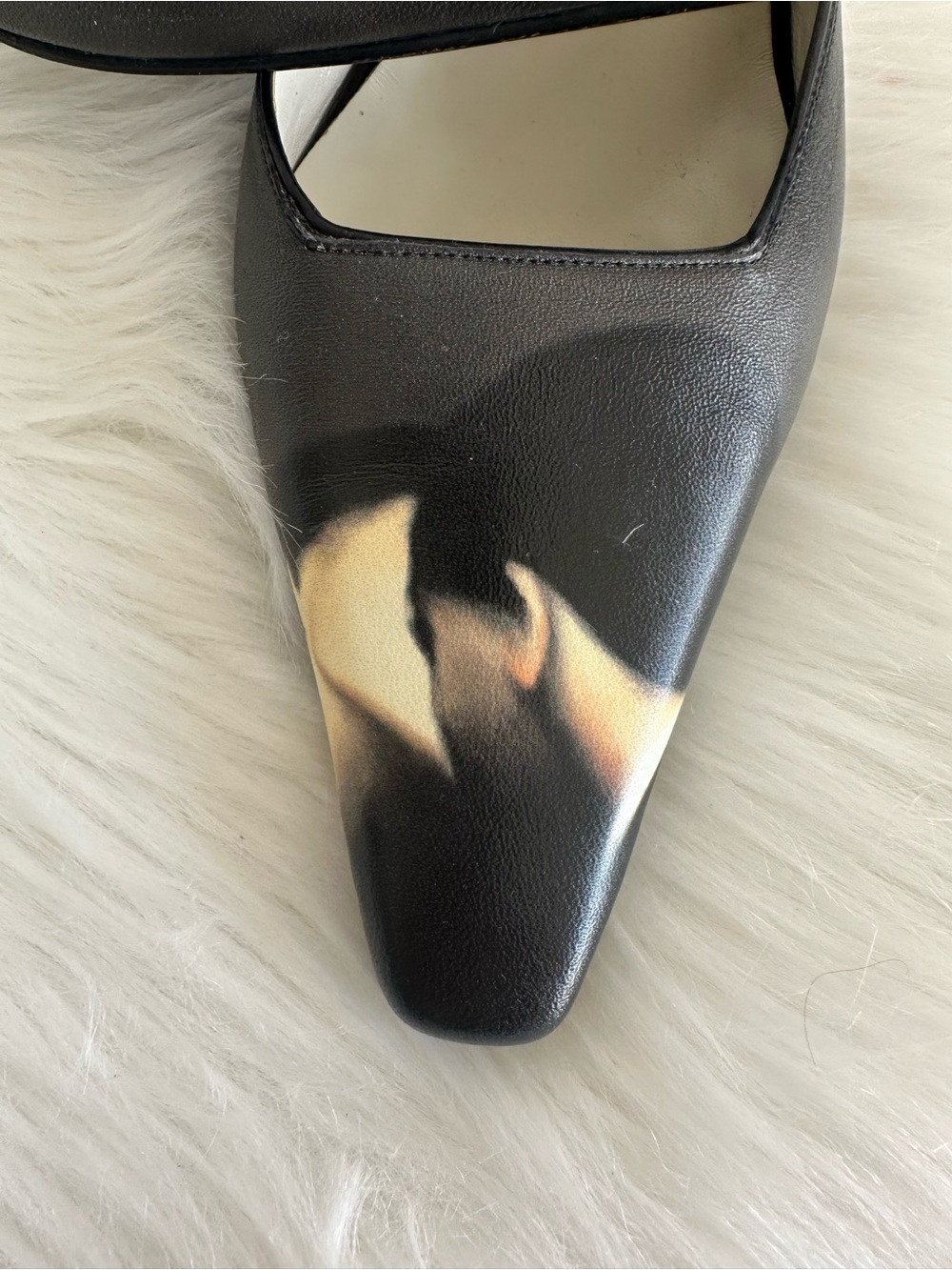 Icon Women’s Navy Art Print “The Kiss” Leather Block Heeled Sling Back Size 7.5 - Picture 2 of 8